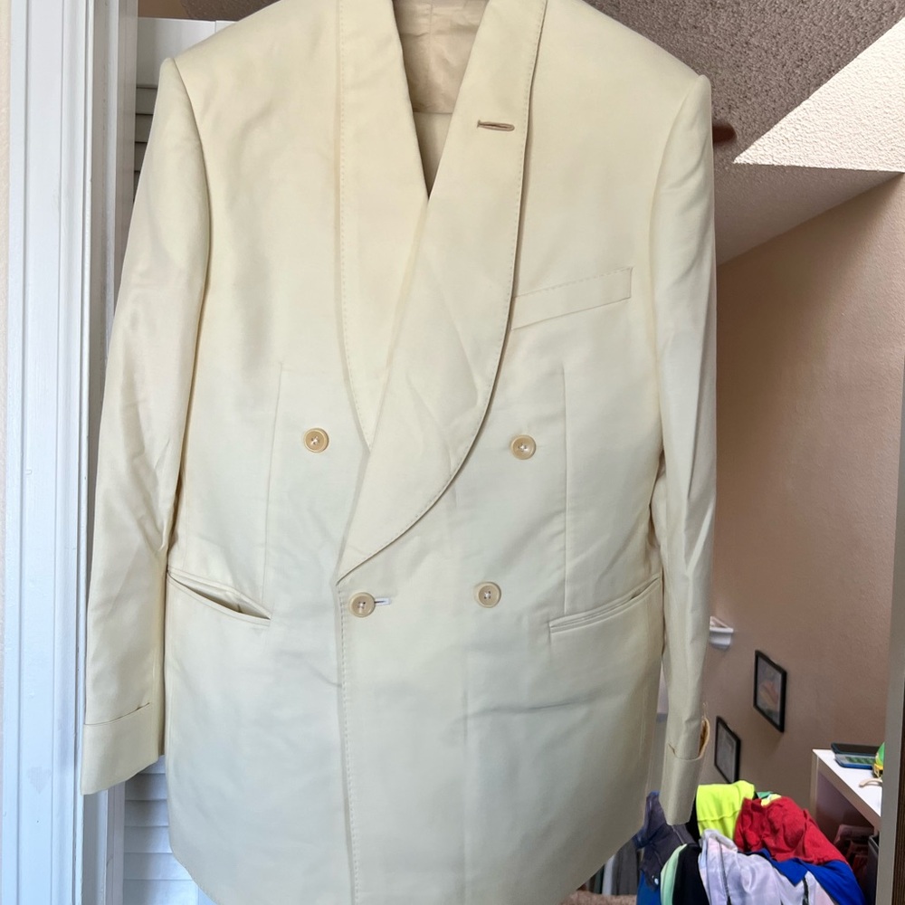 Cream Double-Breasted Dinner Jacket + Double-Breasted Waistcoat + Trousers